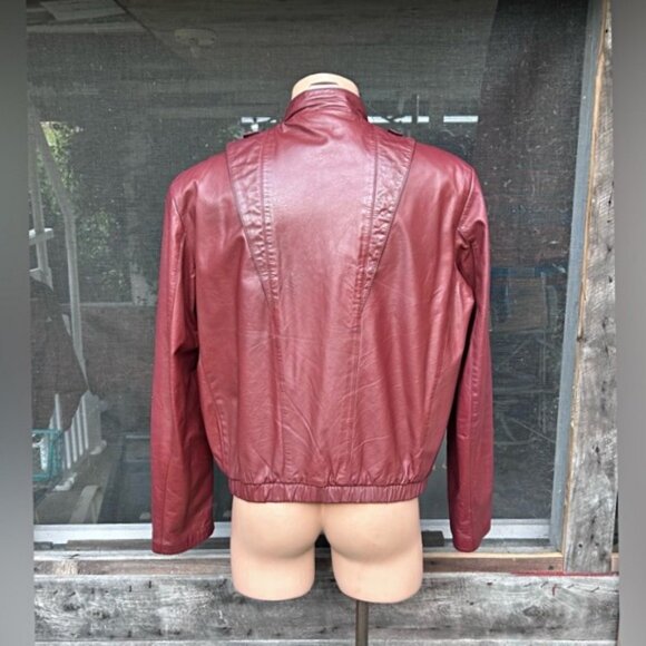 Vintage Retro 80s Leather Loft Oxblood Leather Cafe Racer Bomber Club Jacket~44~ - Picture 6 of 9